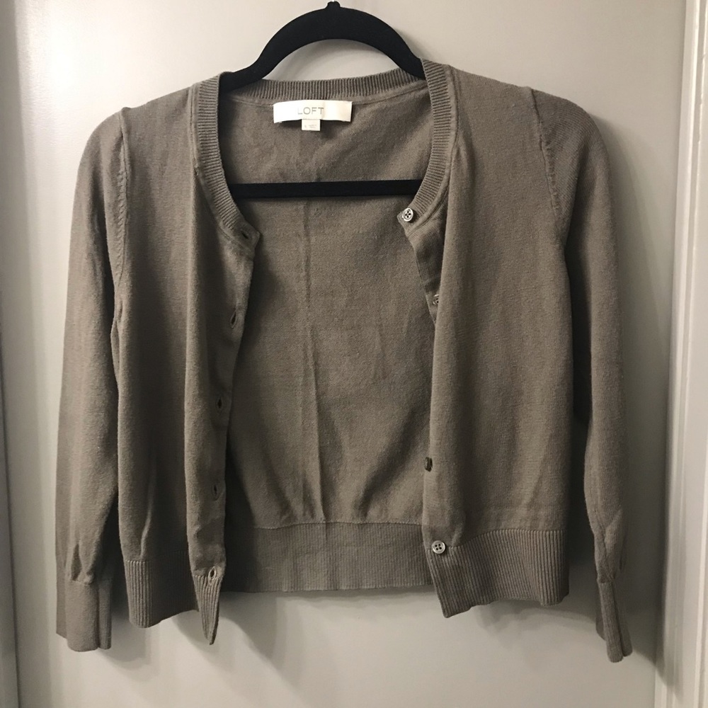 Olive Green Loft Cardigan Sweater